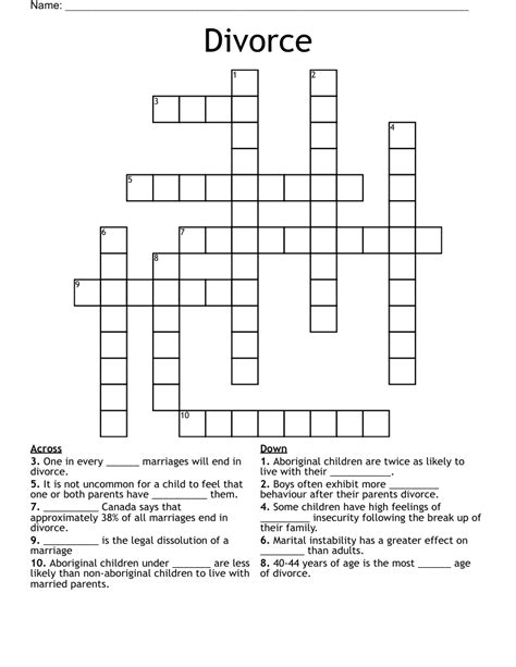 DIVORCE Crossword Clue & Synonyms